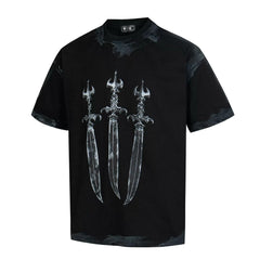 Thug Club Vintage Black Three Swords Graphic Oversized T-Shirt, Unisex