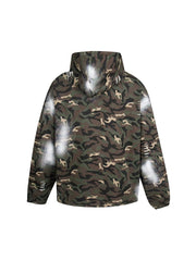 Thug Club Camo Spray Paint Star Moon Embroidery Oversized Hoodie, Unisex
