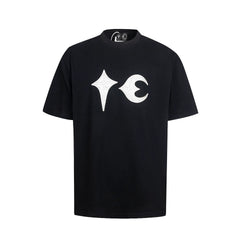 Thug Club Black White Star Moon Patch Logo Oversized T-Shirt, Unisex