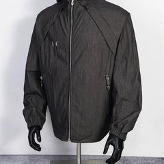 Thug Club Black Hooded Tech Windbreaker Jacket, Unisex