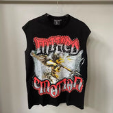 Mixed Emotion Black Tank Top – Studded Mixed Emotion Angel Print