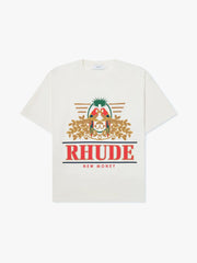 Rhude New Money Parrot Crest Graphic Oversized T‑Shirt Off‑White
