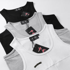 Thug Club Metal Buckle U-Neck Tank Top, Y2K Gothic Sleeveless Vest