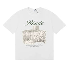 Rhude International Regatta Team Vintage Photo Print Oversized T‑Shirt