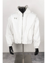 Thug Club White Raw Seam Zip-Up Cropped Hoodie, Unisex