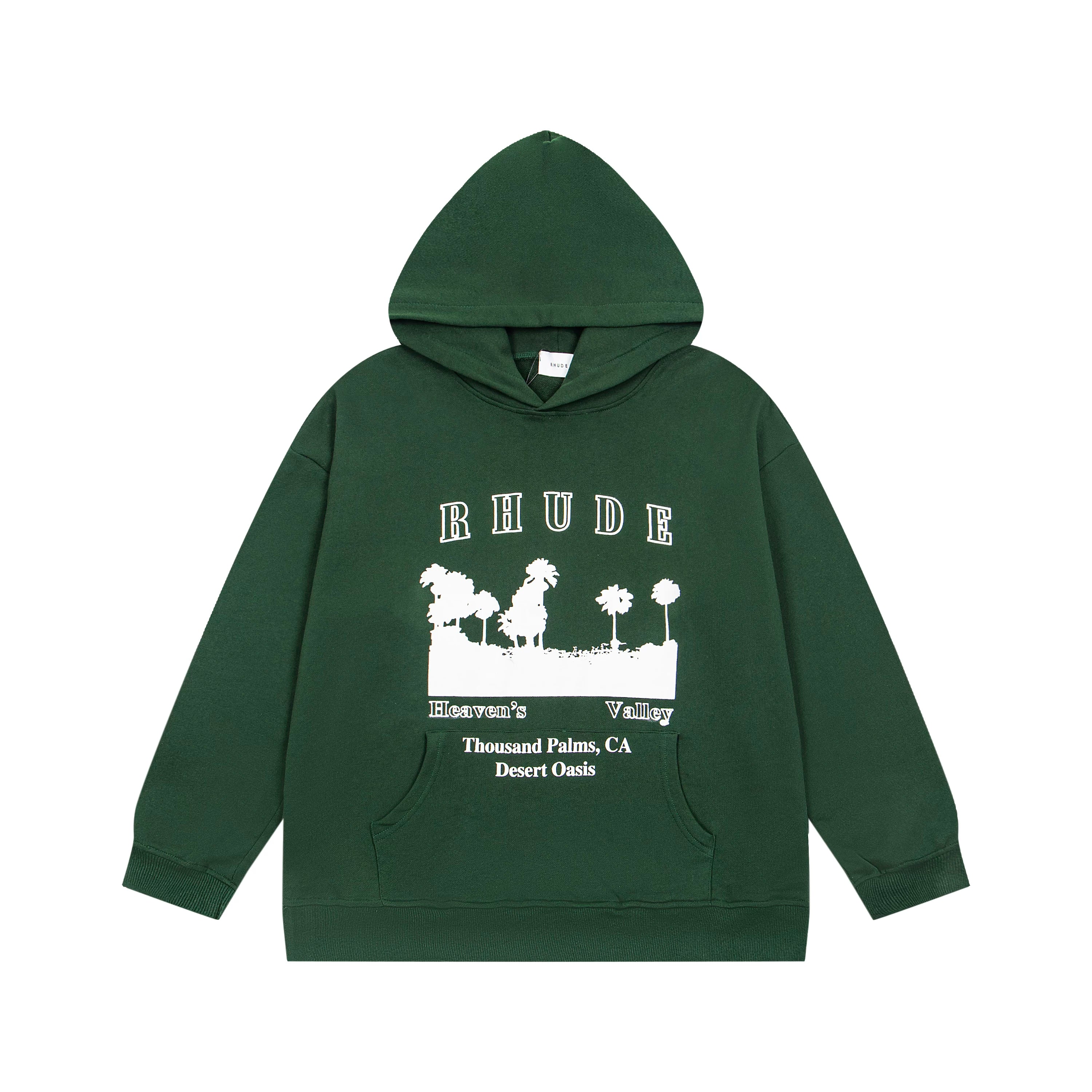 RHUDE Thousand Palms Desert Oasis Graphic Hoodie Forest Green