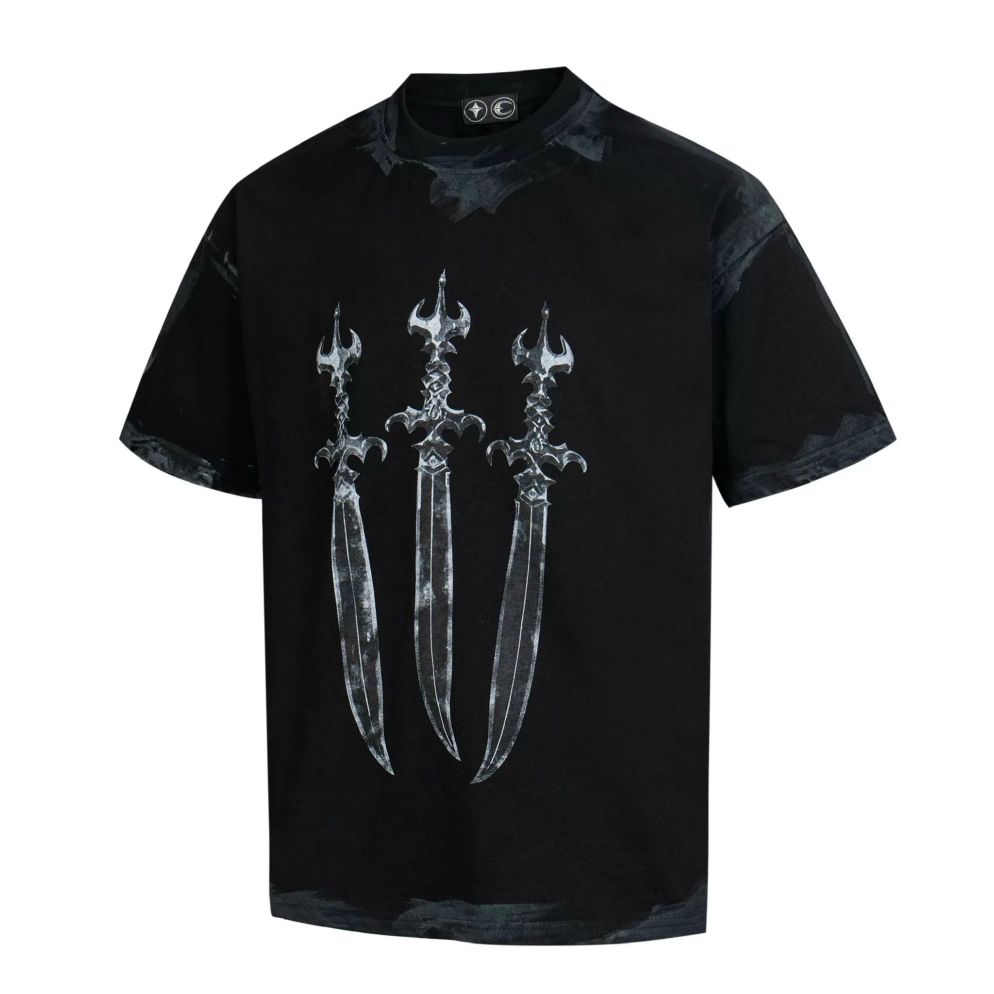 Thug Club Vintage Black Three Swords Graphic Oversized T-Shirt, Unisex