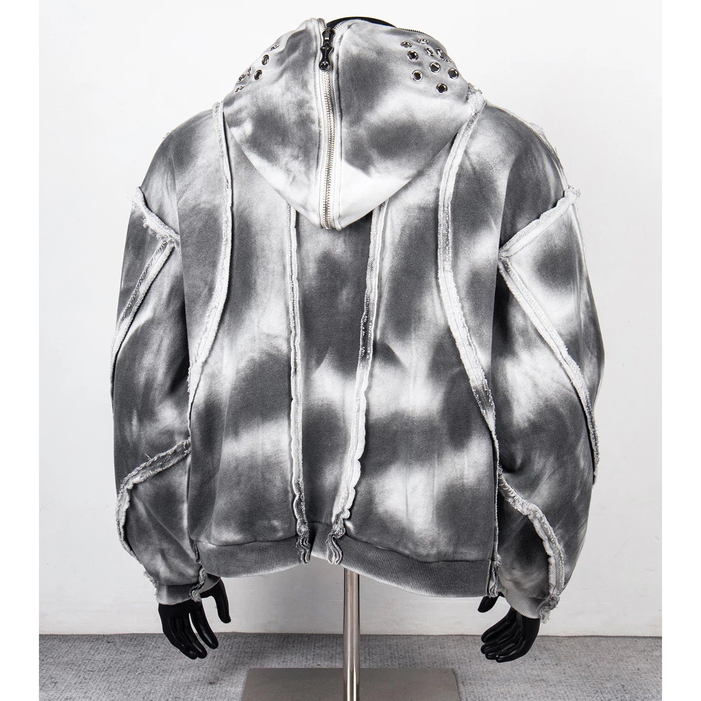 Thug Club Tie Dye Raw Seam Zip Cropped Hoodie, Unisex
