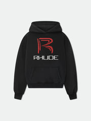 RHUDE Big R Logo Hoodie Black