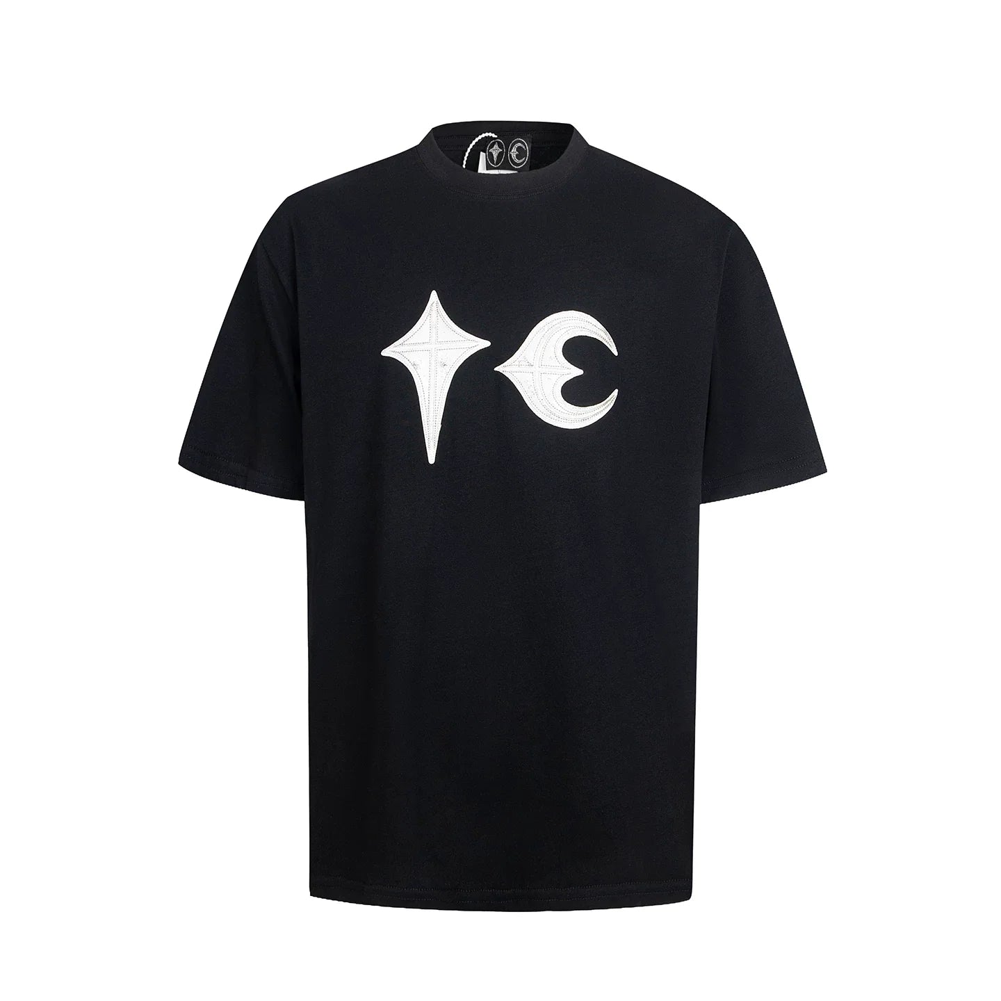 Thug Club Black White Star Moon Patch Logo Oversized T-Shirt, Unisex