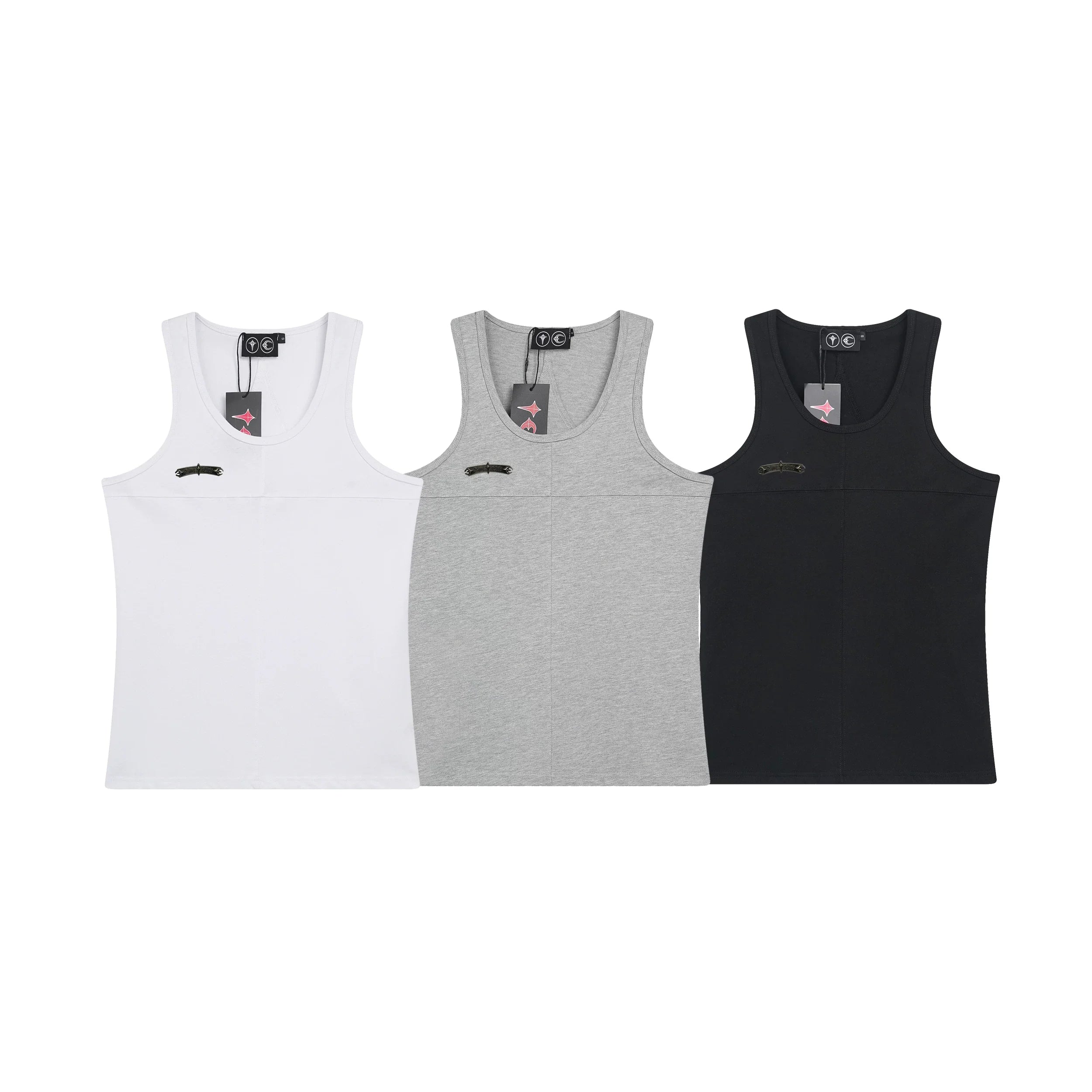 Thug Club Metal Buckle U-Neck Tank Top, Y2K Gothic Sleeveless Vest