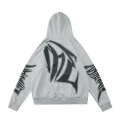 Mixed Emotion Grey Hoodie – Black Art Font Back Print