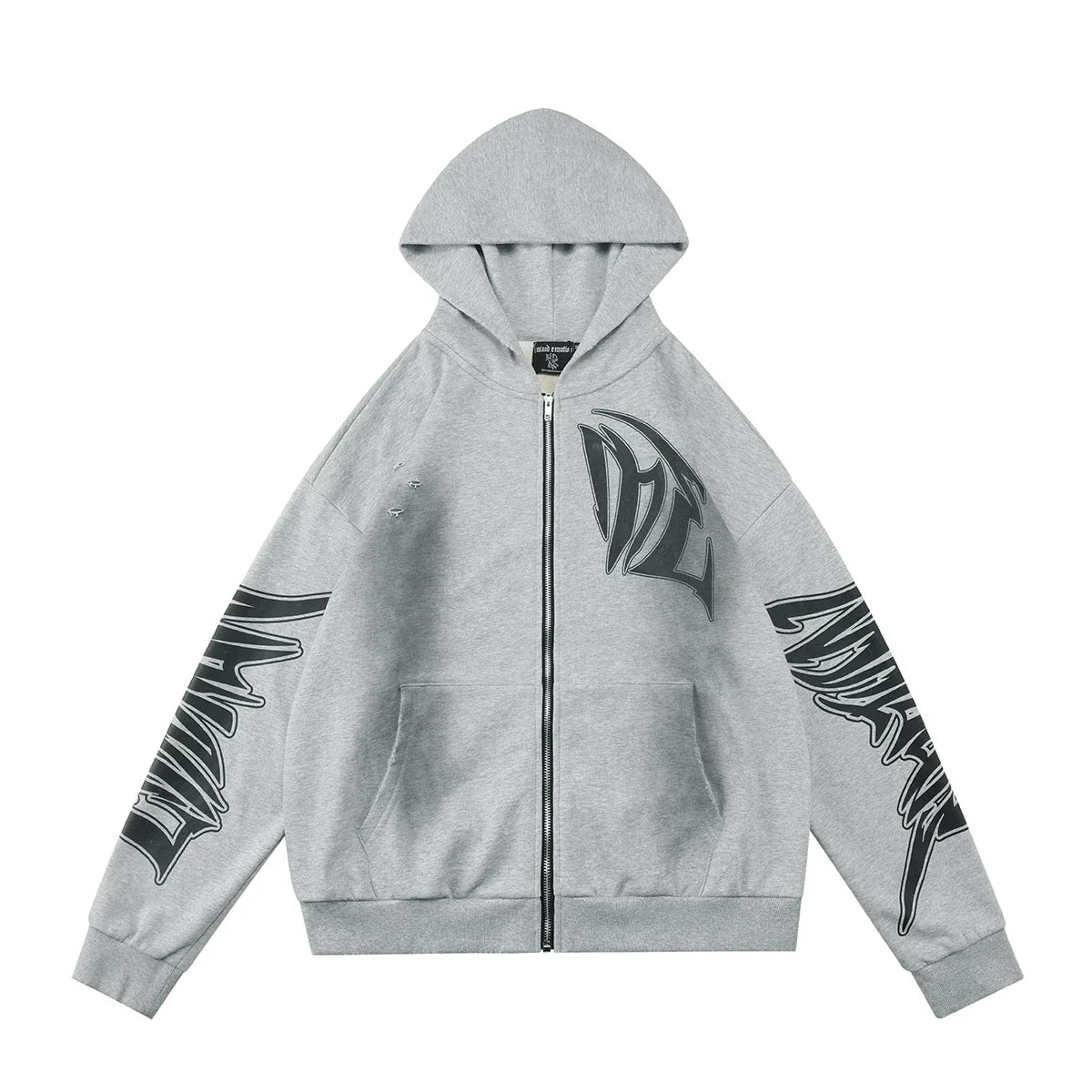Mixed Emotion Grey Hoodie – Black Art Font Back Print