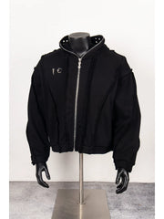 Thug Club Black Raw Seam Zip-Up Cropped Hoodie, Unisex