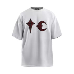 Thug Club Red Star Moon Logo White Oversized T-Shirt, Unisex