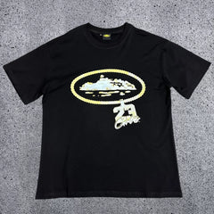 Corteiz Gold Chain & "23" Pendant Logo T-Shirt - Black Streetwear Tee