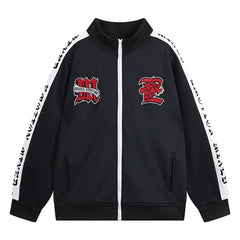 Mixed Emotion Cupid Angel Print Zip‑Up Track Jacket