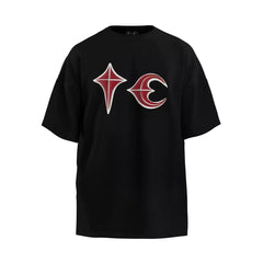 Thug Club Red White Star Moon Logo Black Oversized T-Shirt, Unisex